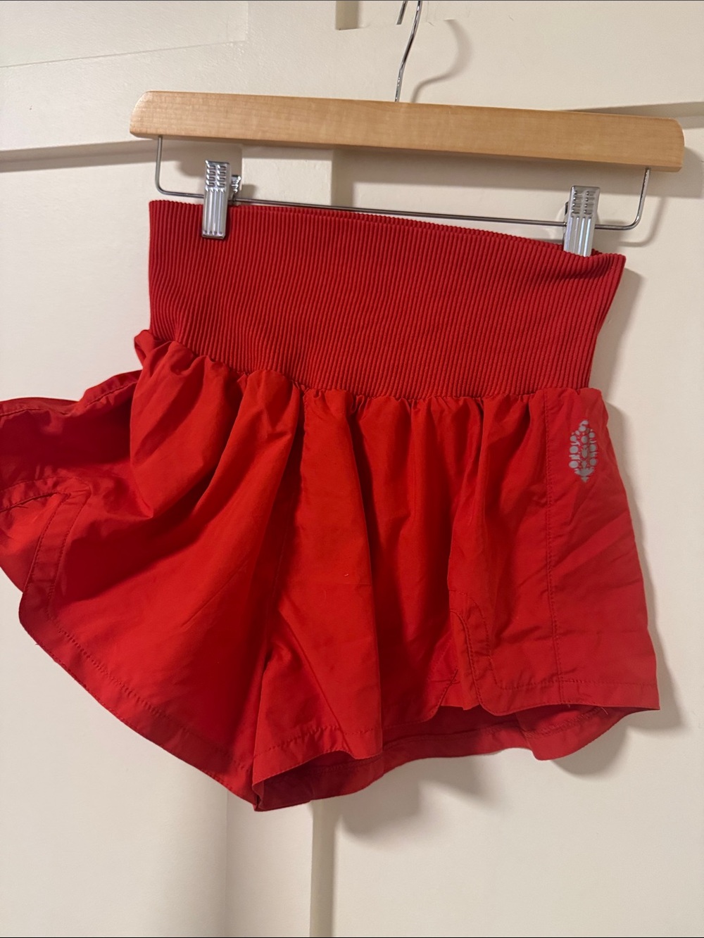 Free People Red Ribbed Waist Skort
